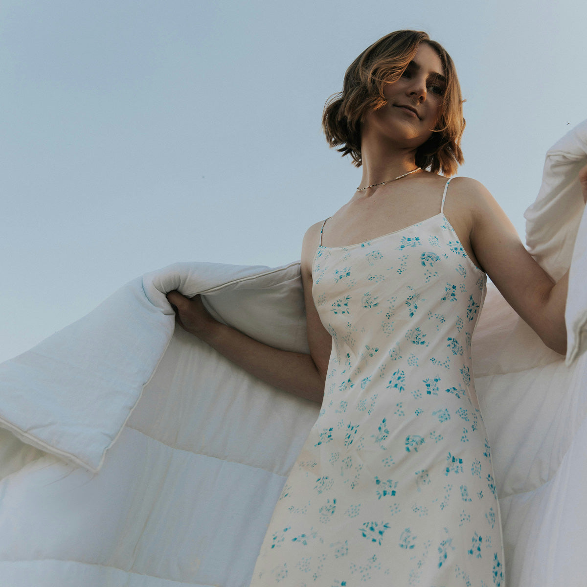 BlossomDream Floral Silk Night Gown