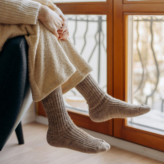Taupe Ribbed Lounge Socks