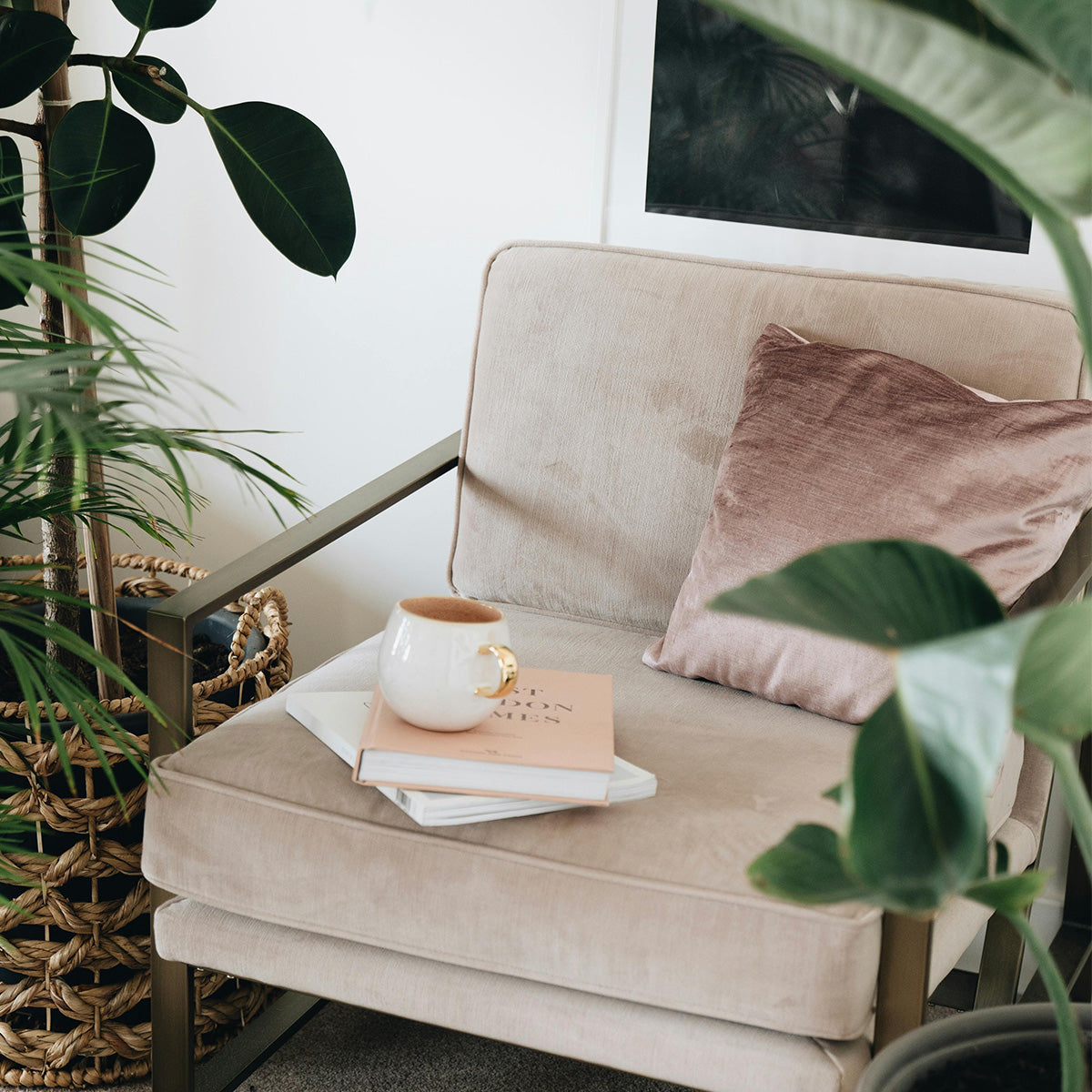 Champagne Blush Velvet Throw Pillow